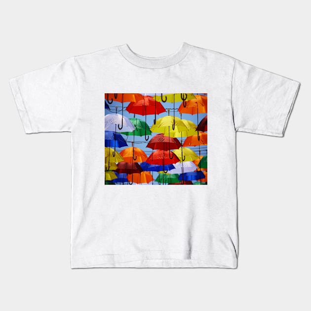 Dynamic Colors Lively Umbrellas Kids T-Shirt by Mama20